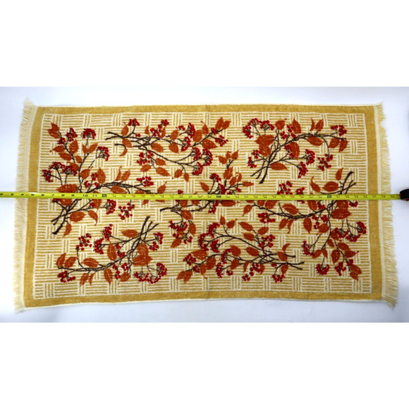 Vintage St. Mary's Bath & Hand Towel Set Gold Brown Red Fringe Retro Made In USA - Picture 4 of 5